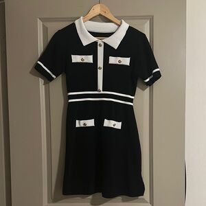 Elegant Black and White Midi Dress